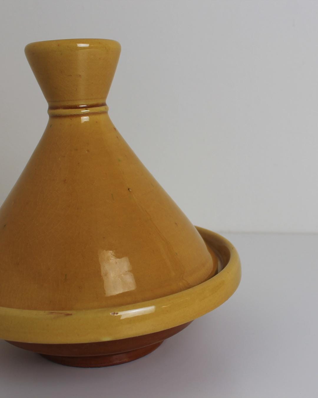 Small Ochre Glazed Ceramic Tagine – Moroccan Style Serving Dish - The Estate