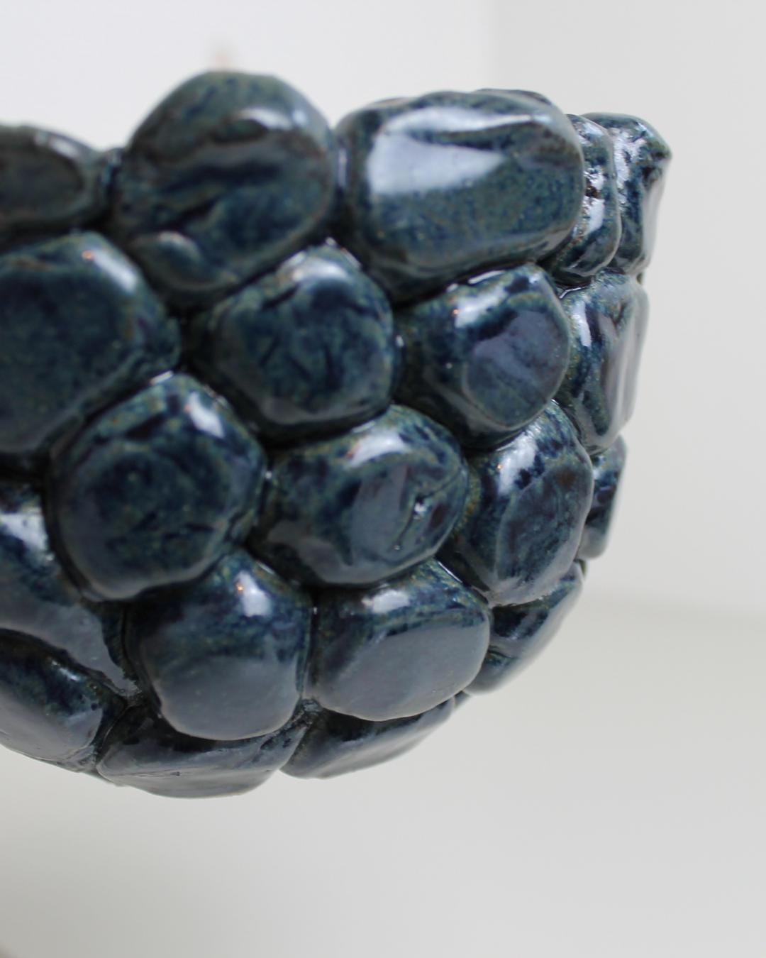 Hand-Built Pebble-Texture Studio Pottery Bowl in Midnight Blue Glaze – Contemporary Ceramic - The Estate