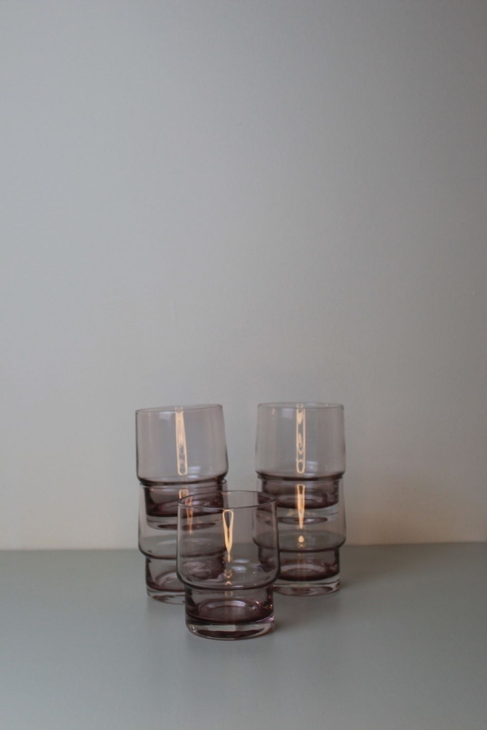 Set of Five Mid-Century Modern Smoky Glass Tumblers - The Estate