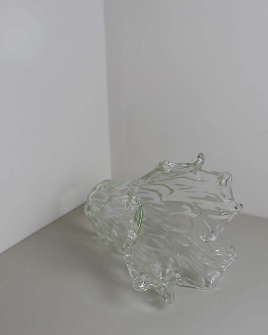 Czech Free-Form Splash Vase by Josef Hospodka – Chribska Pale-Green Art Glass, Mid-Century Organic 2 - The Estate