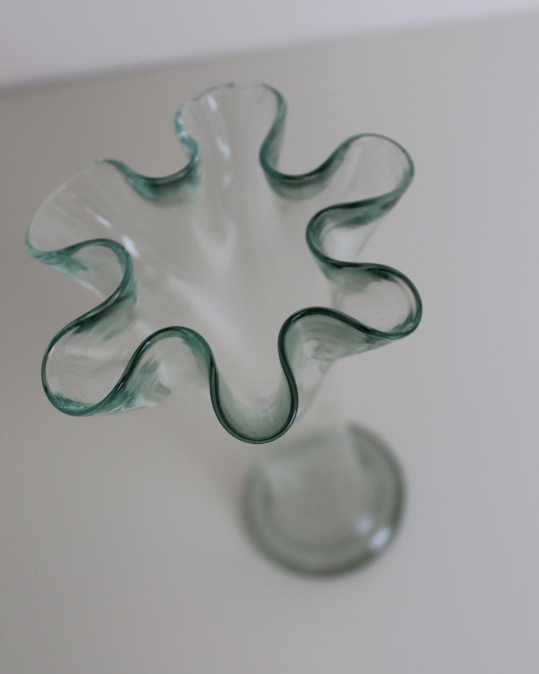 Hand-Blown Recycled Glass Bud Vase with Fluted Rim | Organic Green Tint - The Estate