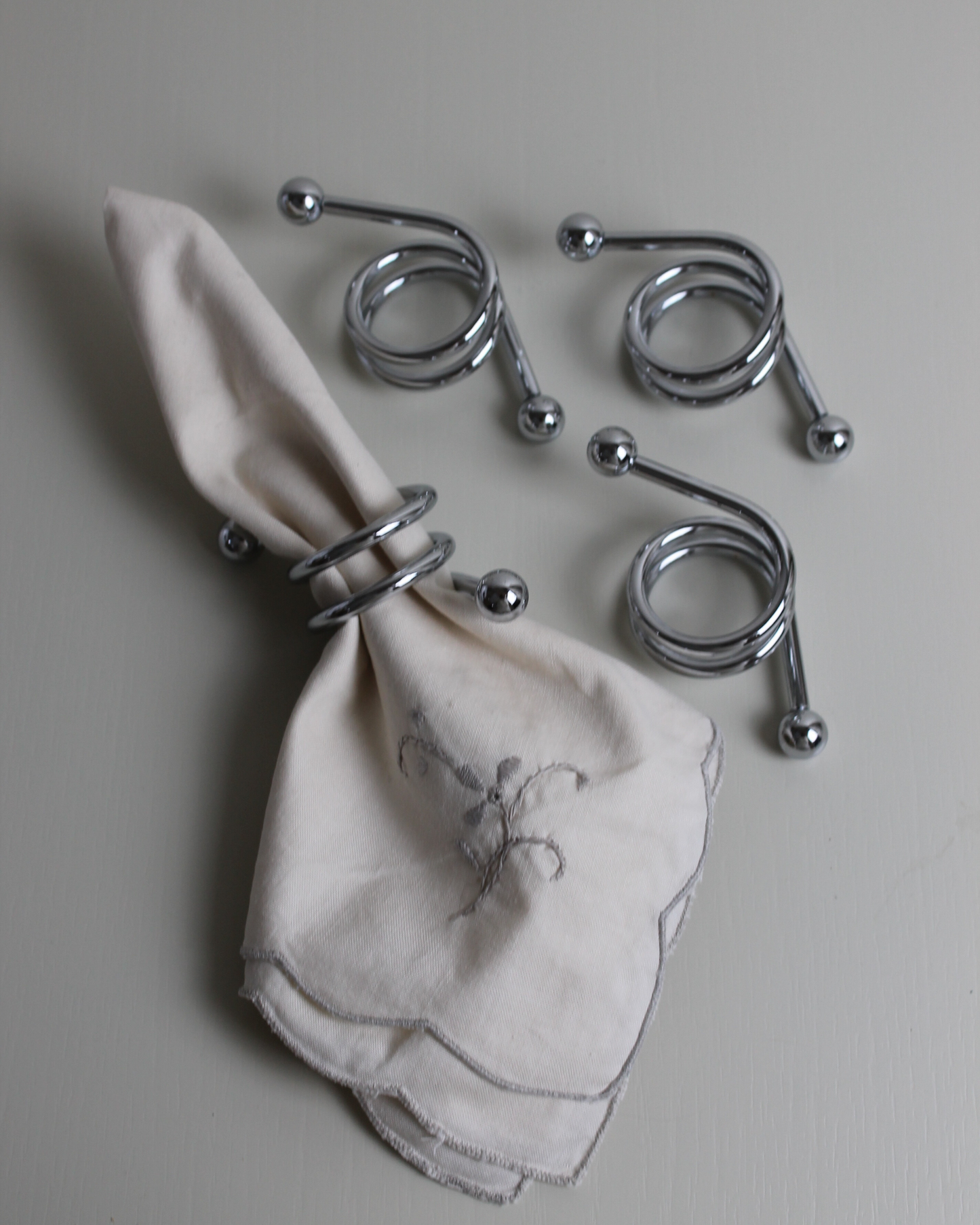 Chrome Spiral Napkin Rings - The Estate