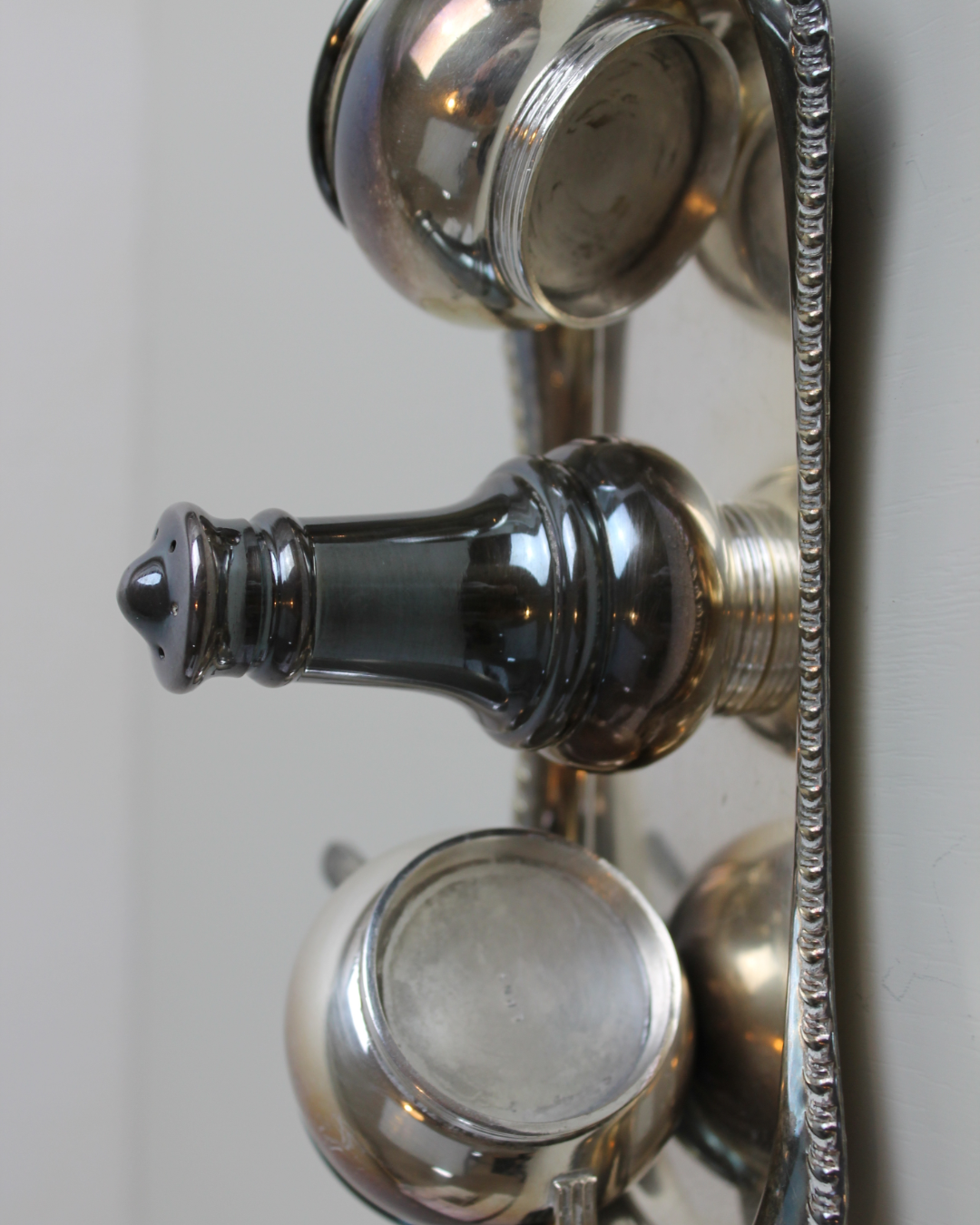 Edwardian Silver-Plated Condiment Set on Serving Tray - The Estate