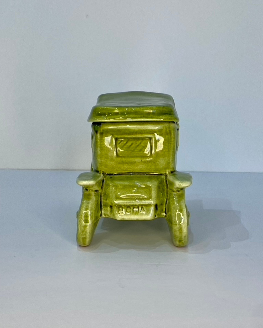 Mid-Century Green Glazed Ceramic Car Ornament, Model T Style, c.1950s - The Estate
