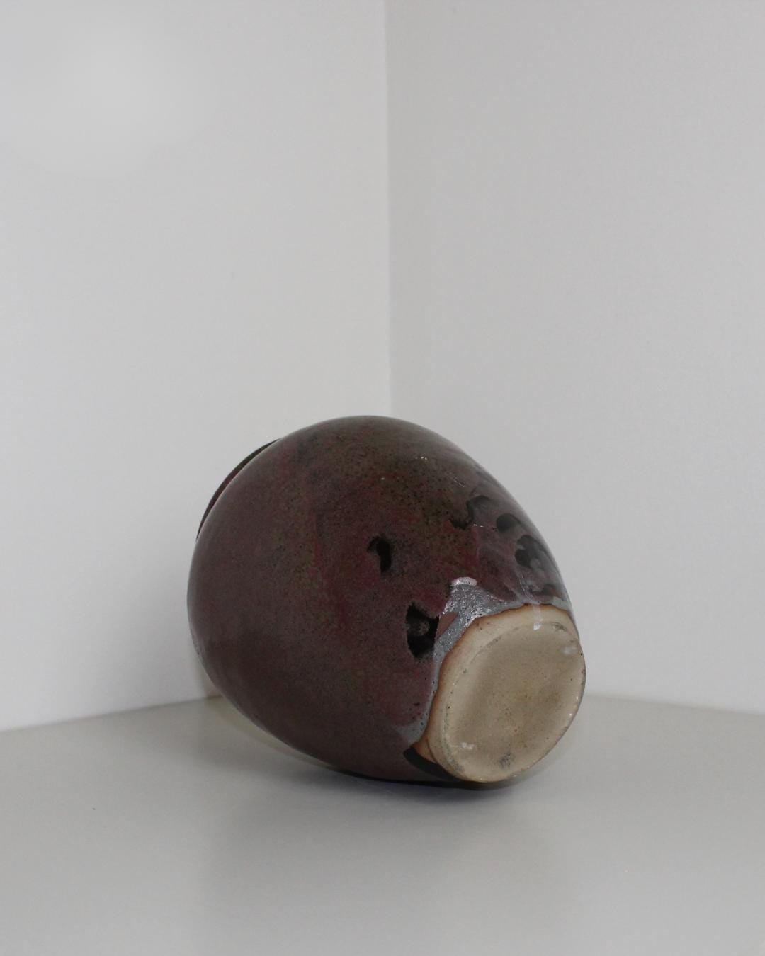 Copper-Red Studio Pottery Vase – British Baluster Form, Tenmoku Accents, 1970s-80s Wheel-Thrown Ston - The Estate