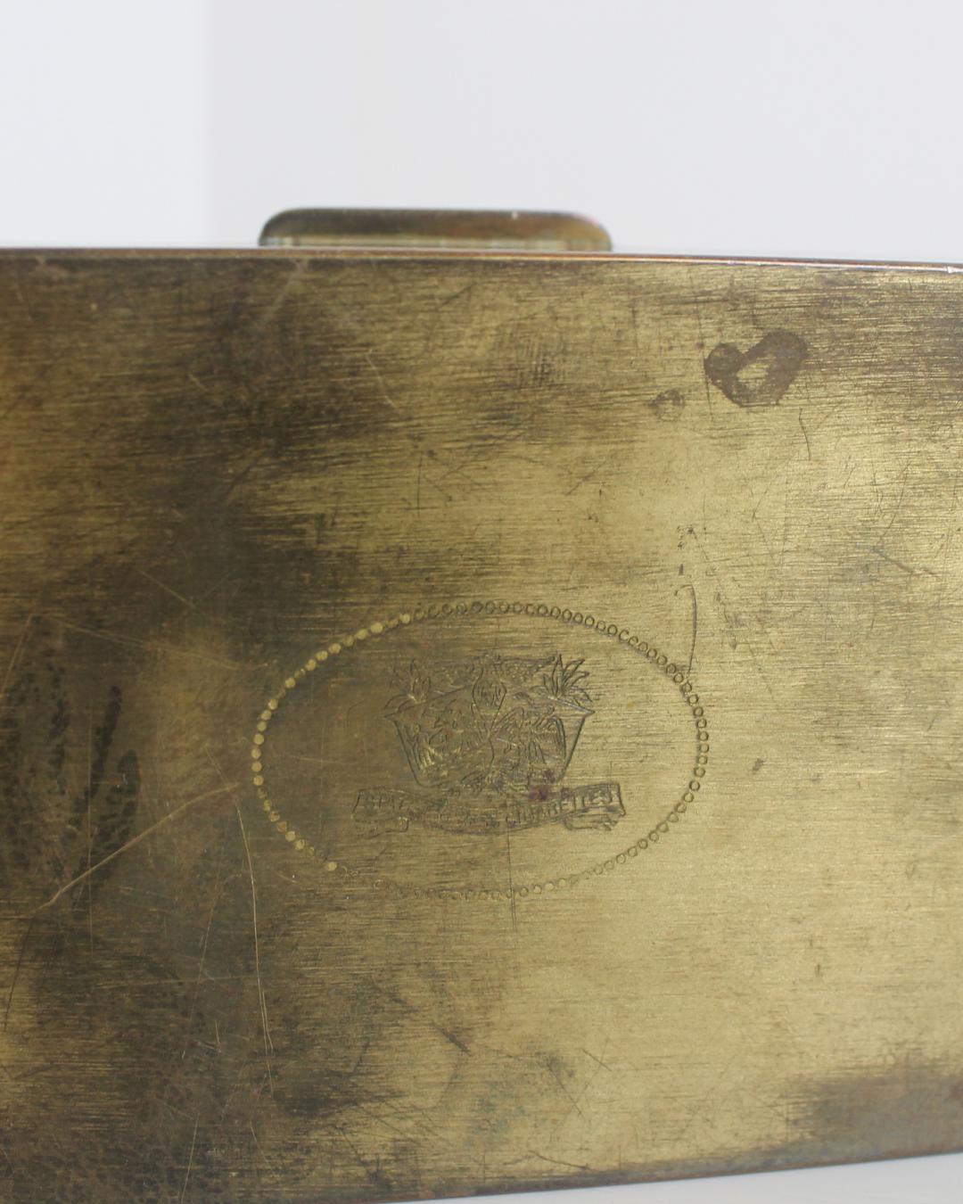 Vintage Brass & Wood Cigarette Box with Patina, India, Mid-Century - The Estate