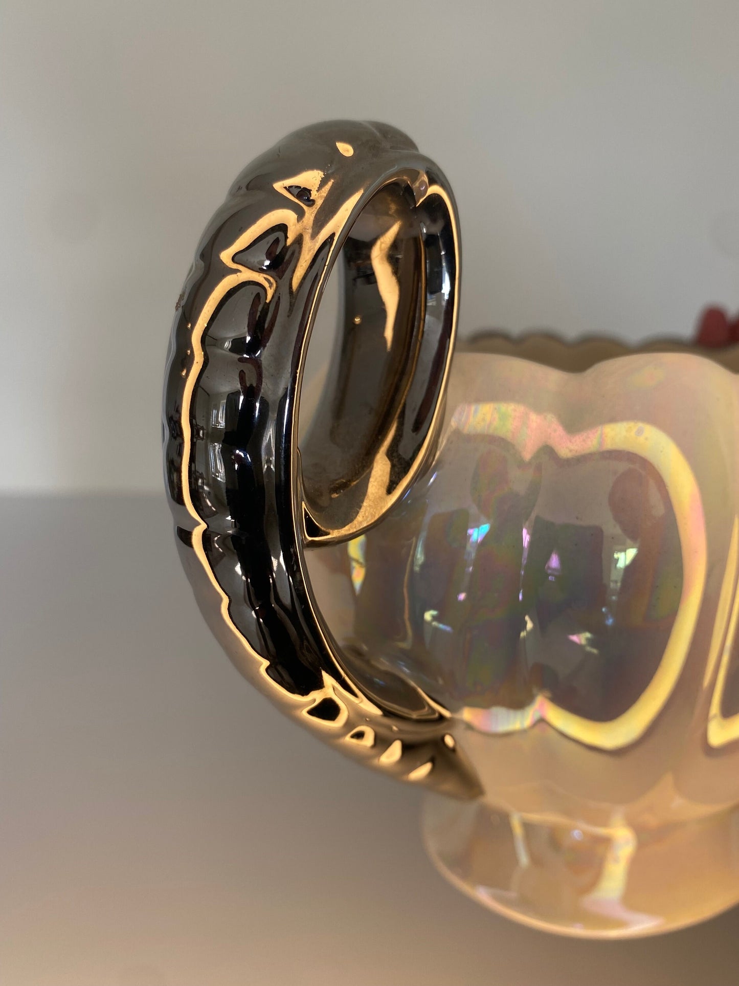 Pearlescent Lusterware Bowl with Scroll Handles, J. Wood & Sons, 1950s English C - The Estate