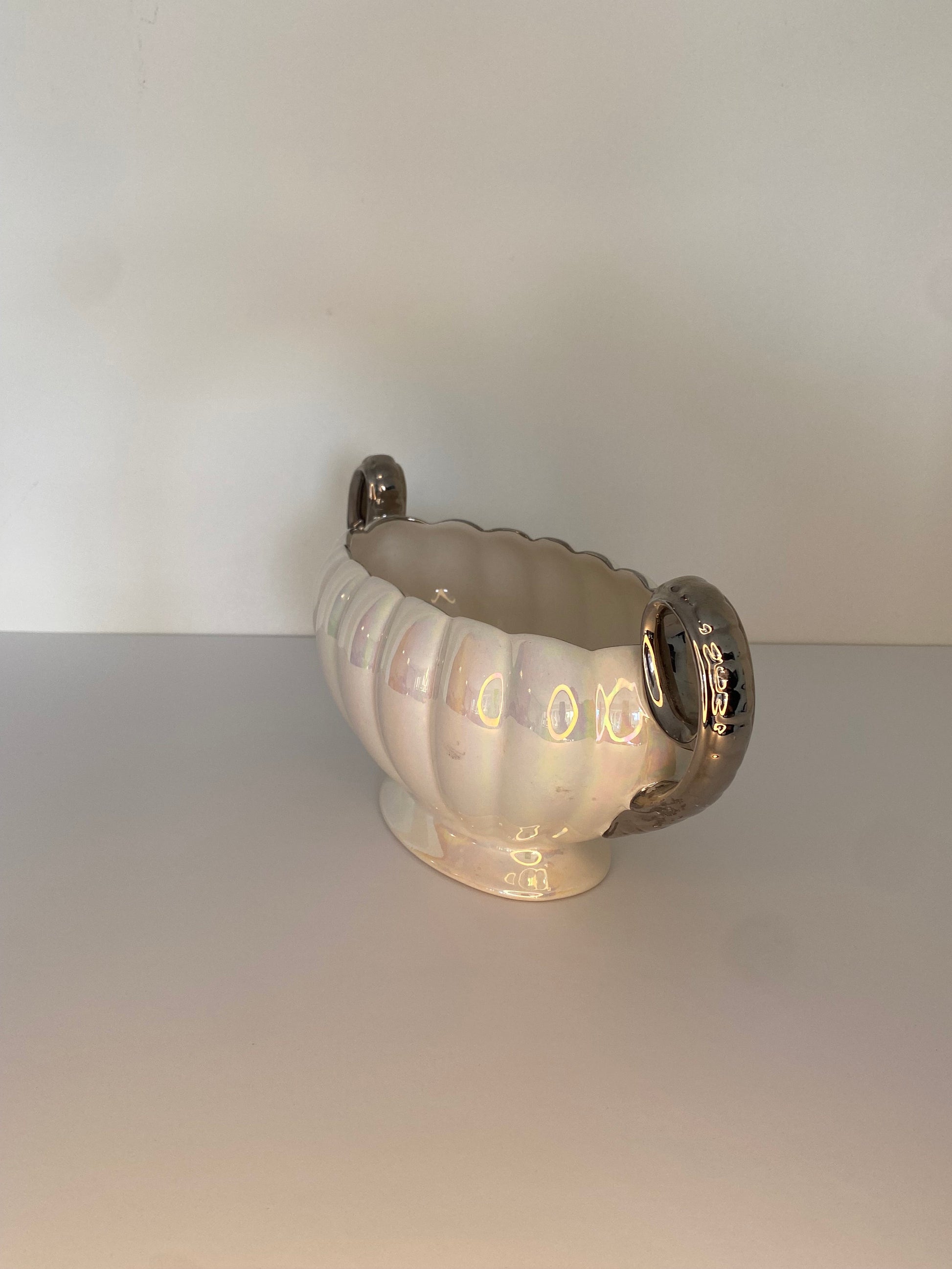 Pearlescent Lusterware Bowl with Scroll Handles, J. Wood & Sons, 1950s English C - The Estate