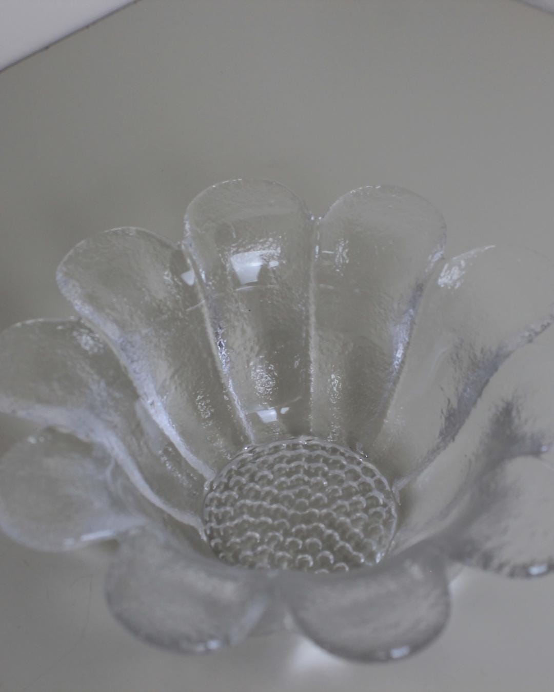 Scandinavian-Style Lobed Pressed Glass Bowl with Textured Base - The Estate