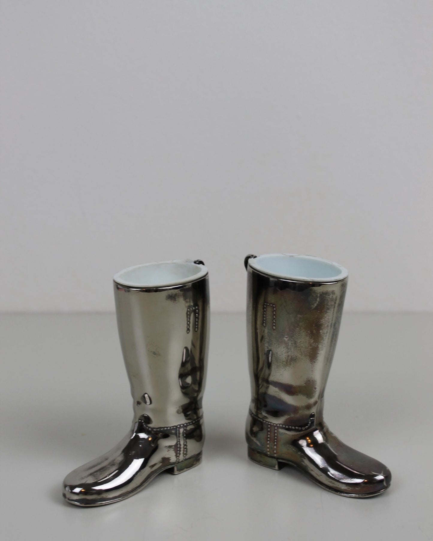 Silver-Plated English Riding-Boot Toothpick Holders | 1980s Pair - The Estate