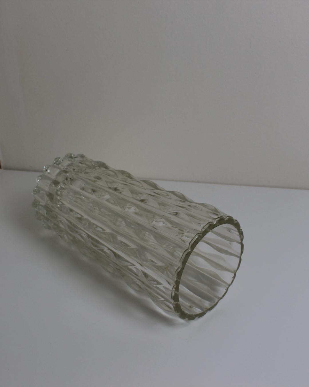 Sklo Union “Pineapple” Clear Pressed-Glass Vase by Jiří Zejmon, 1960s Czech Modernist - The Estate