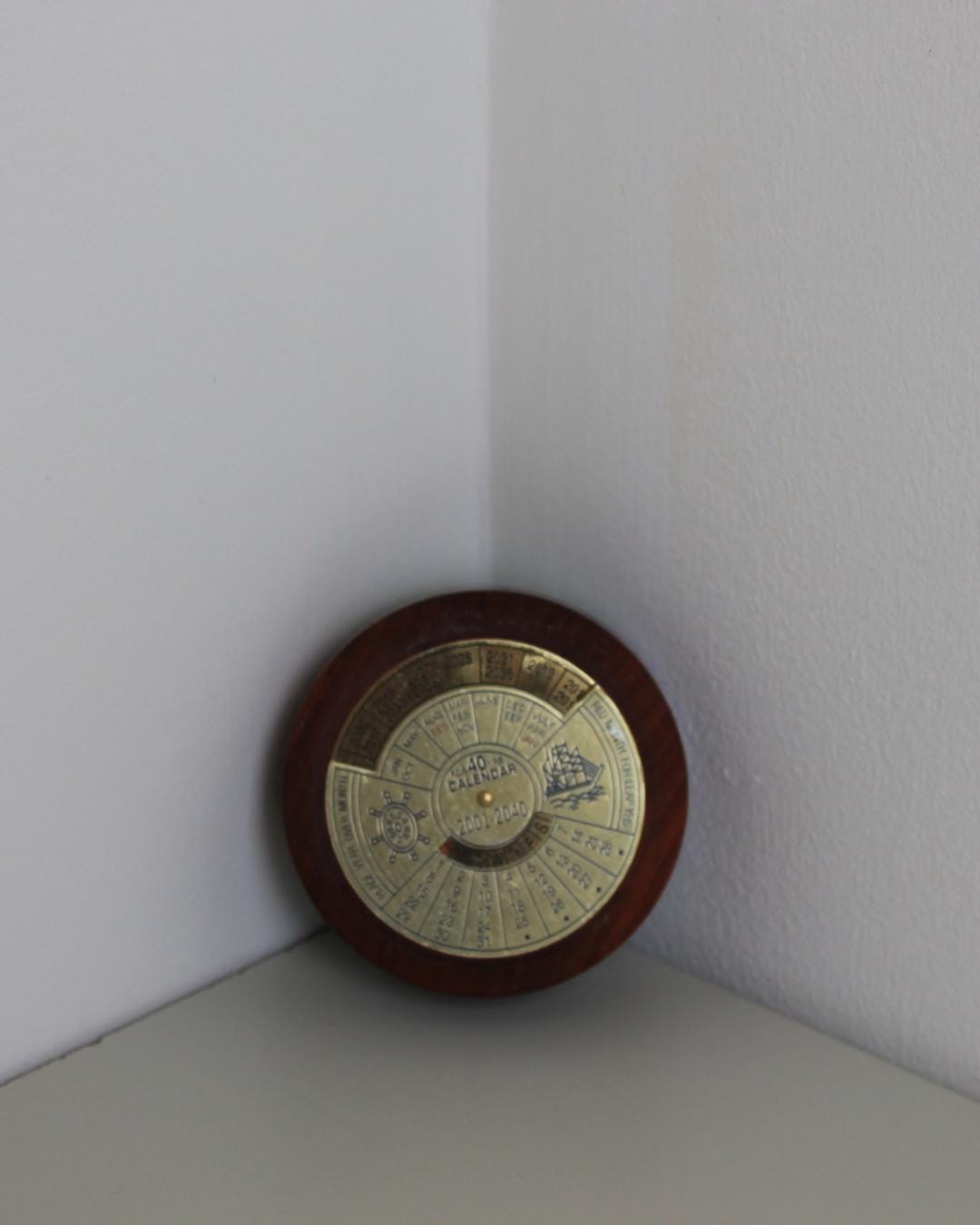 Brass & Wood Perpetual Desk Calendar – 2001–2040 Rotary Calendar - The Estate