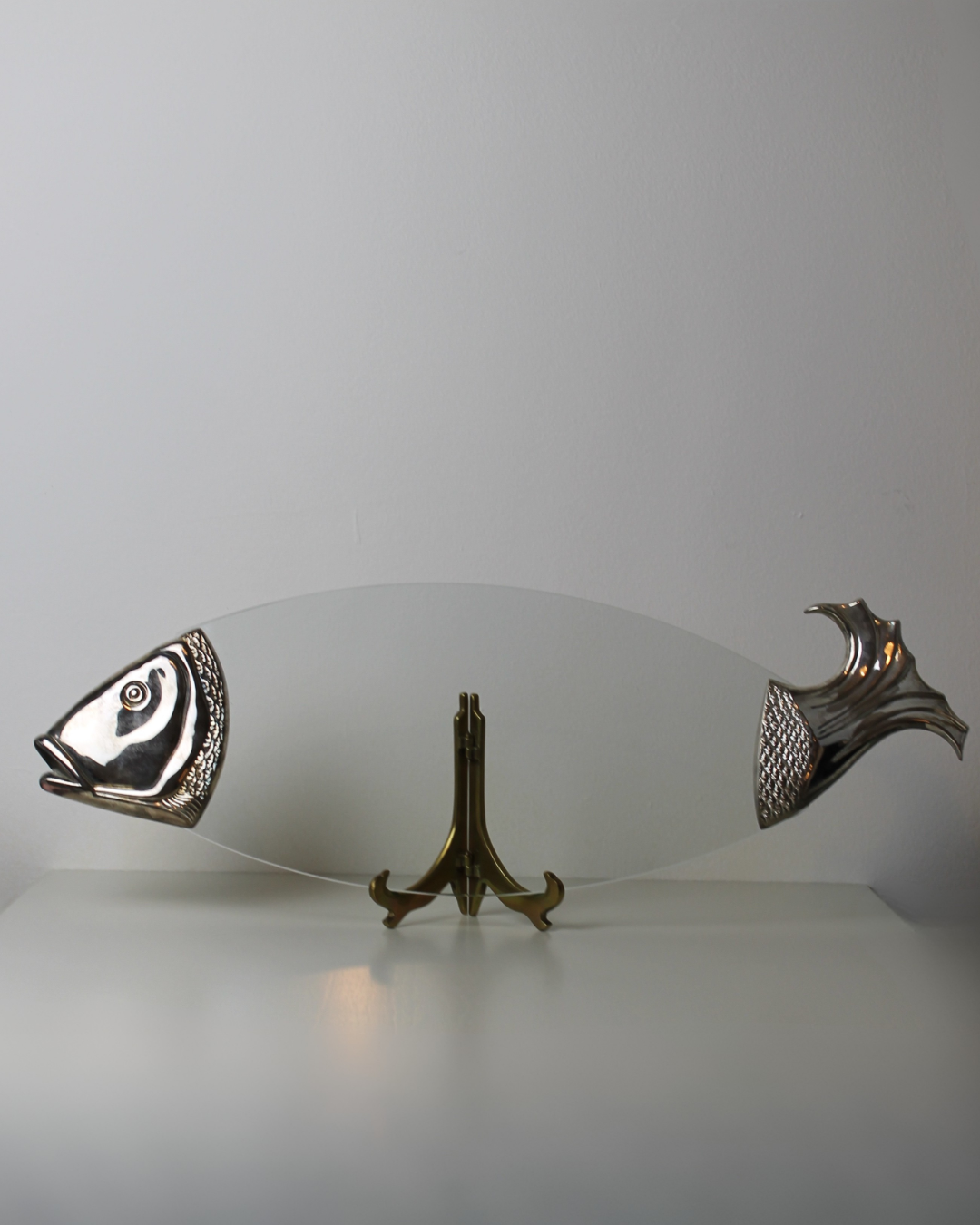 Vintage Chrome & Glass Fish Platter - The Estate