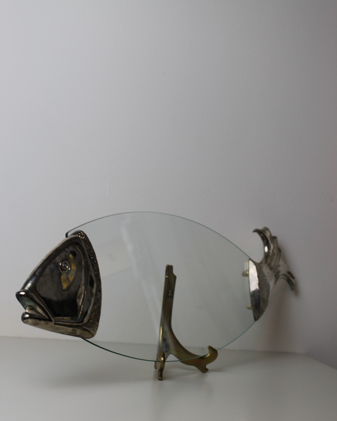 Vintage Chrome & Glass Fish Platter - The Estate