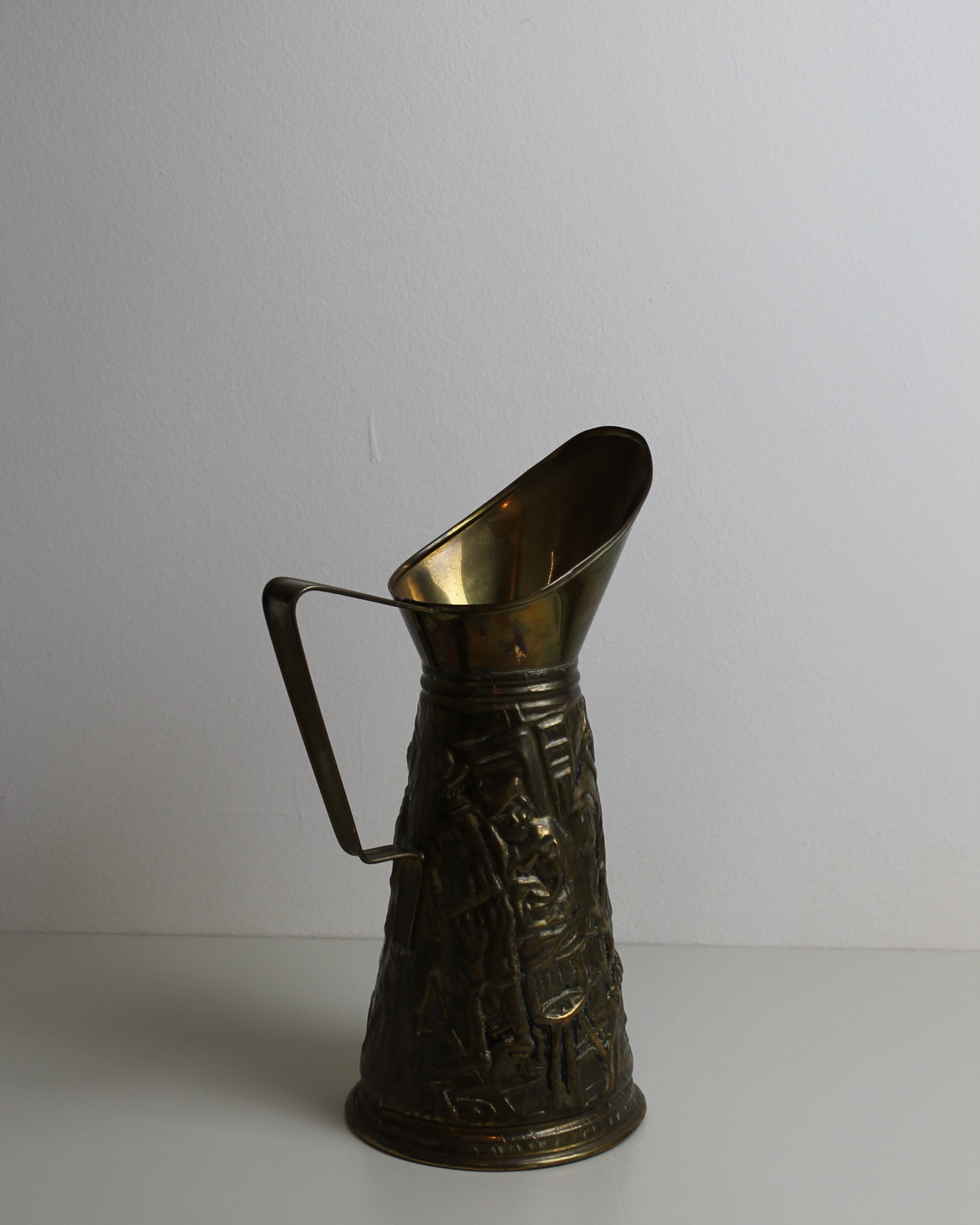 Vintage Brass Relief Pitcher