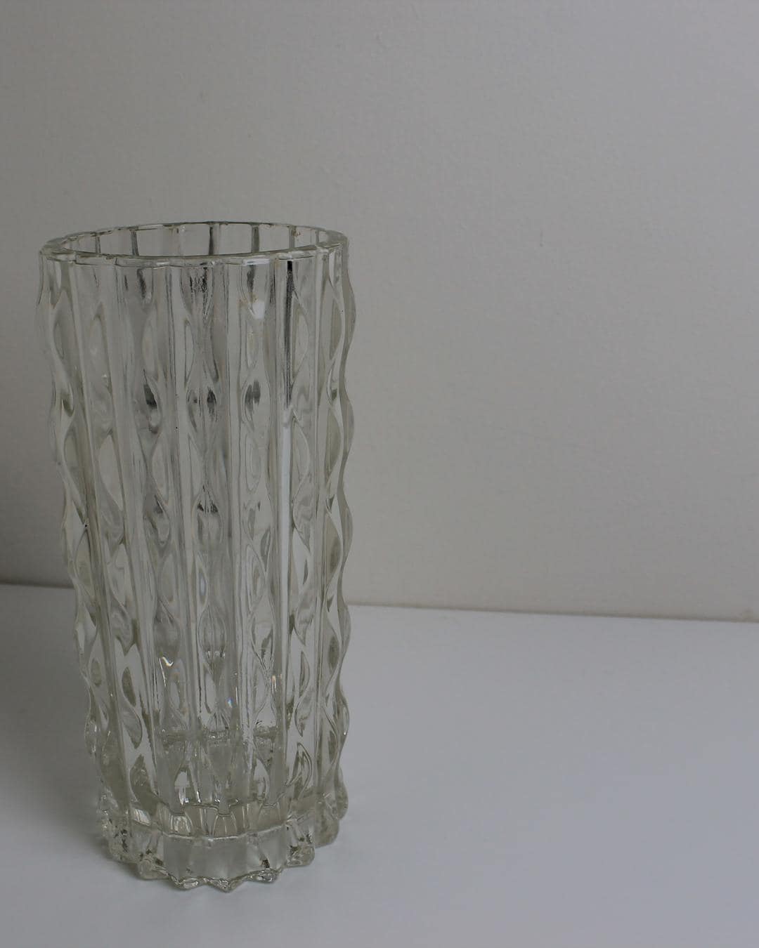 Sklo Union “Pineapple” Clear Pressed-Glass Vase by Jiří Zejmon, 1960s Czech Modernist - The Estate