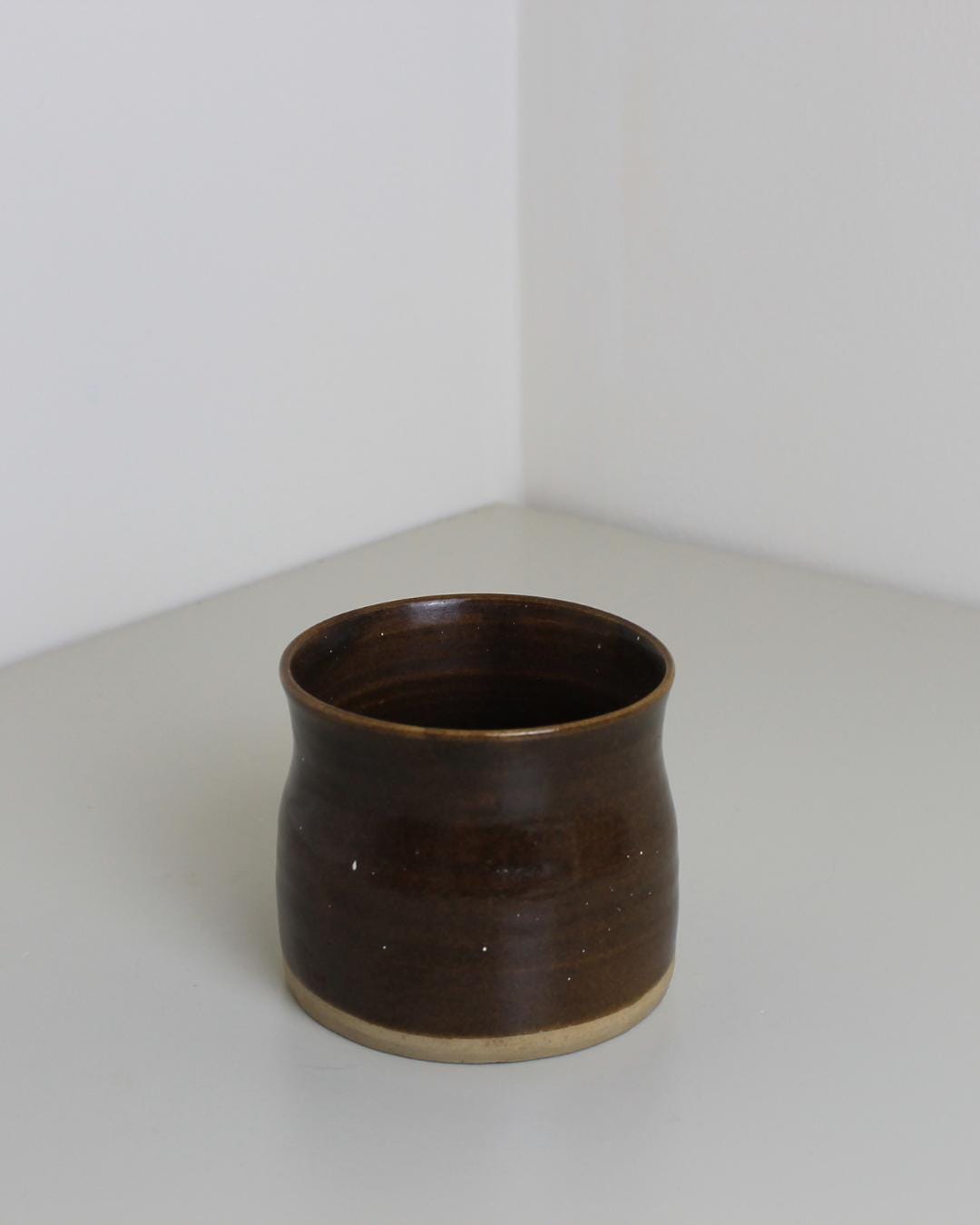 Studio Pottery Cup – Hand-Thrown Brown Glazed Stoneware Vessel (9cm) - The Estate