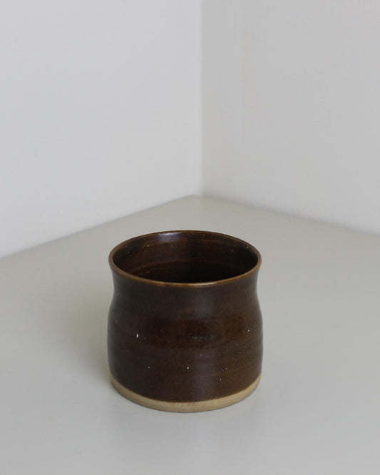 Studio Pottery Cup – Hand-Thrown Brown Glazed Stoneware Vessel (9cm) - The Estate