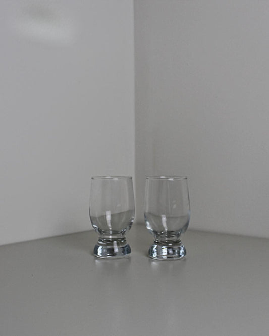 Heavy-Footed Whiskey & Water Glasses – Modern Clear Pair, 12 cm - The Estate