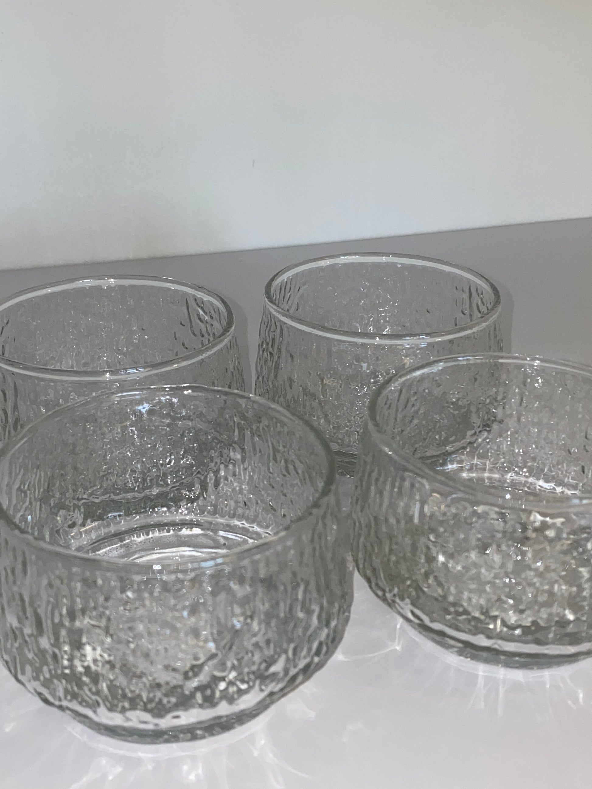 Set of 4 Textured Glass Dessert Bowls, Brutalist Style, Stackable 1970s Glasswar - The Estate