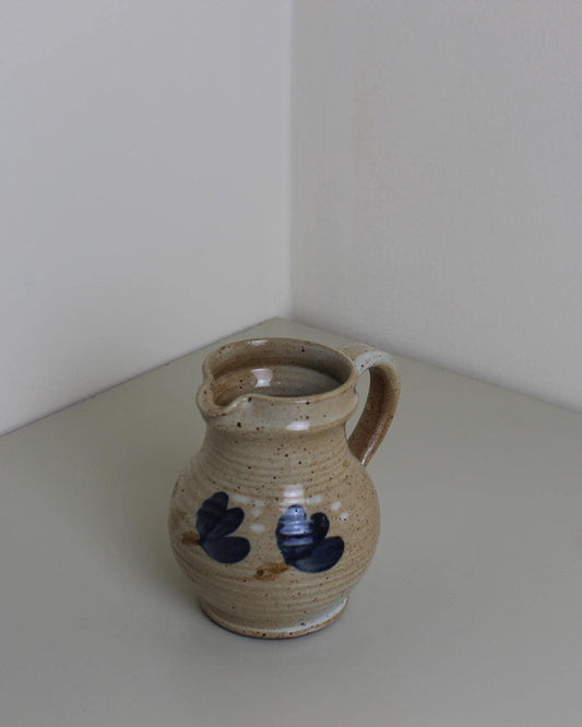 Rustic British Studio Pottery Jug with Cobalt Brushstroke Motif, 1970s - The Estate
