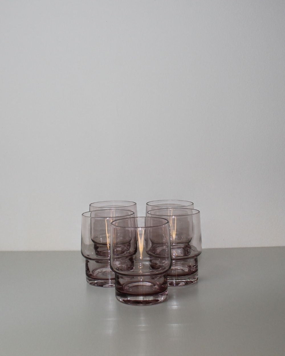Set of Five Mid-Century Modern Smoky Glass Tumblers - The Estate