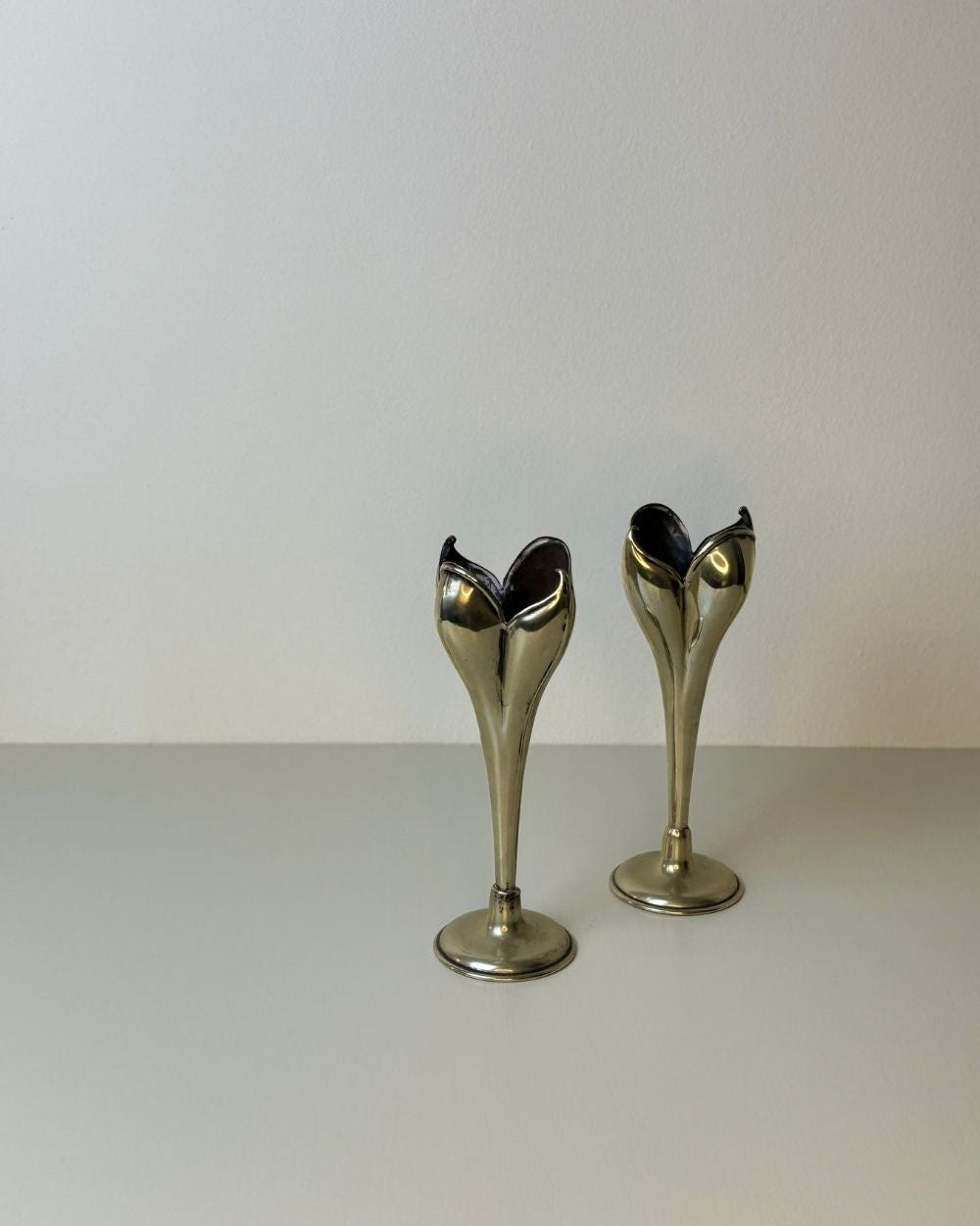 Vintage Art Nouveau Silver-Plated Tulip Candle Holders – Pair - The Estate