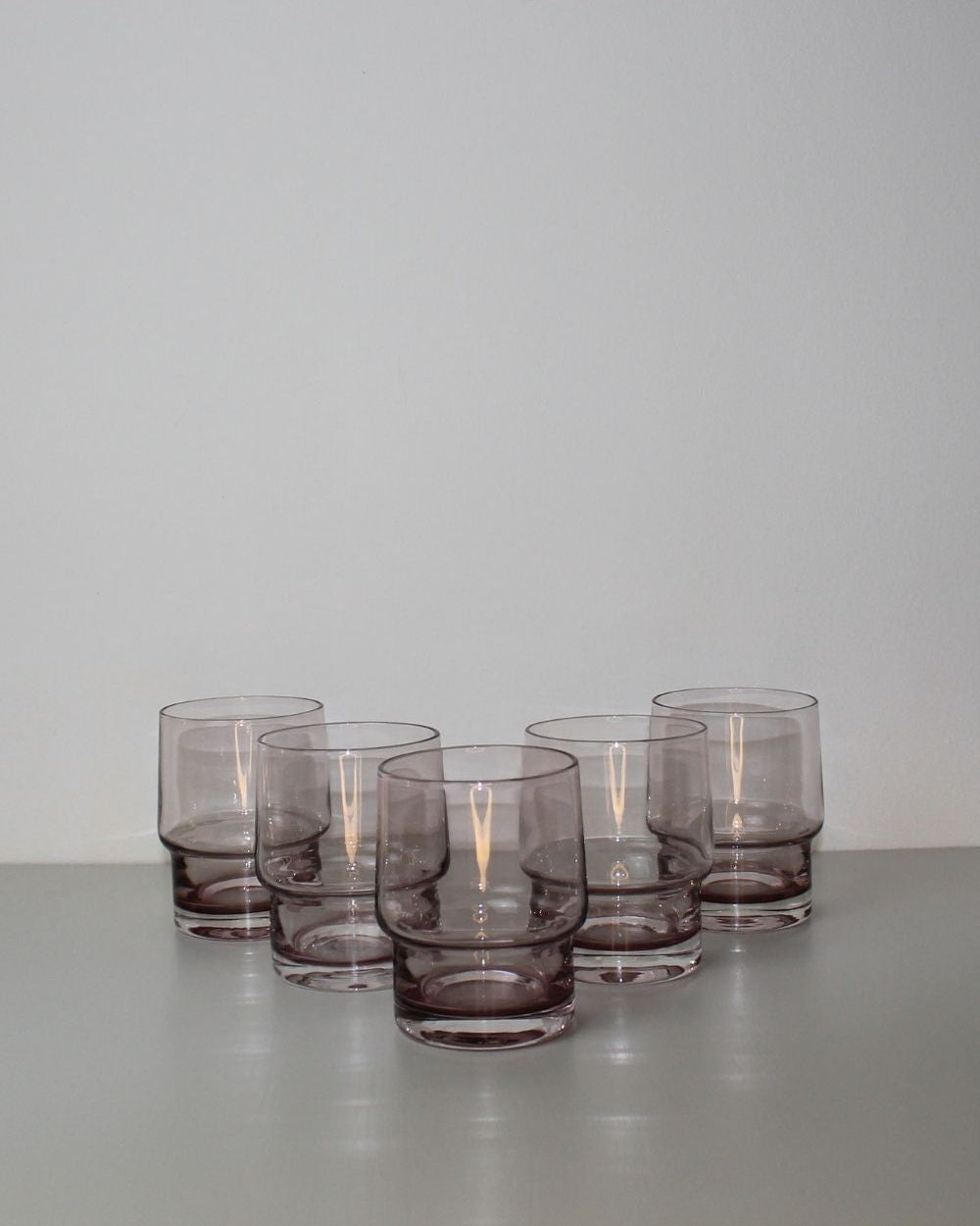 Set of Five Mid-Century Modern Smoky Glass Tumblers - The Estate