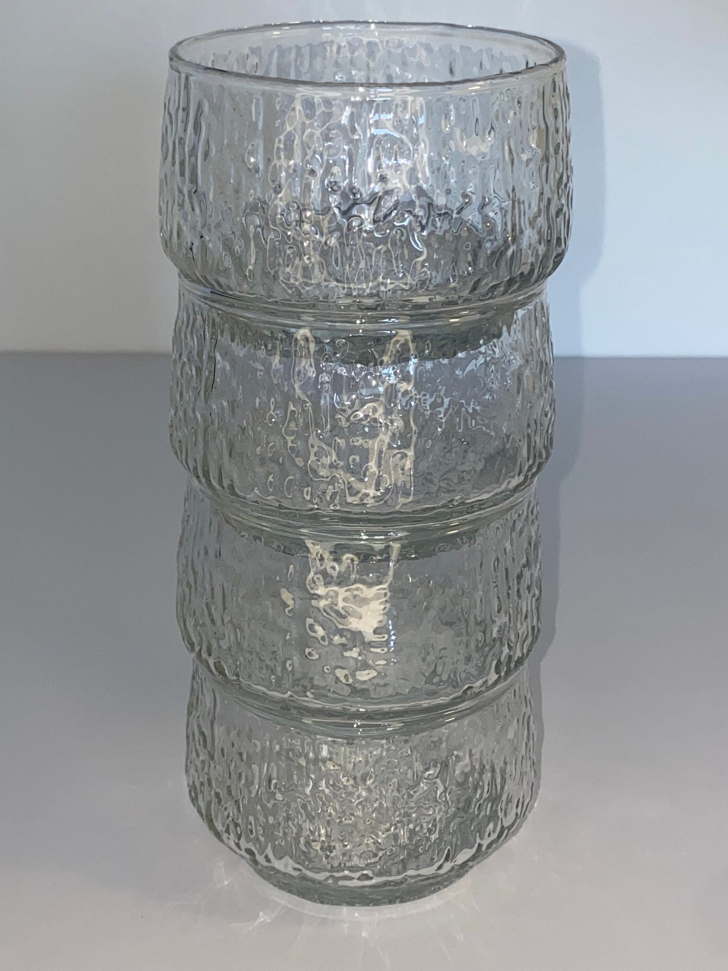 Set of 4 Textured Glass Dessert Bowls, Brutalist Style, Stackable 1970s Glasswar - The Estate