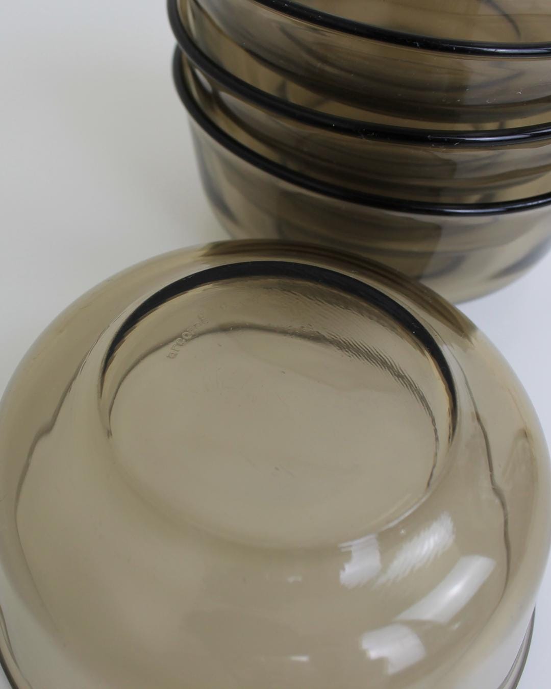 Set of 5 Arcoroc Smoked Glass Dessert Bowls – Mid-Century French Tableware - The Estate
