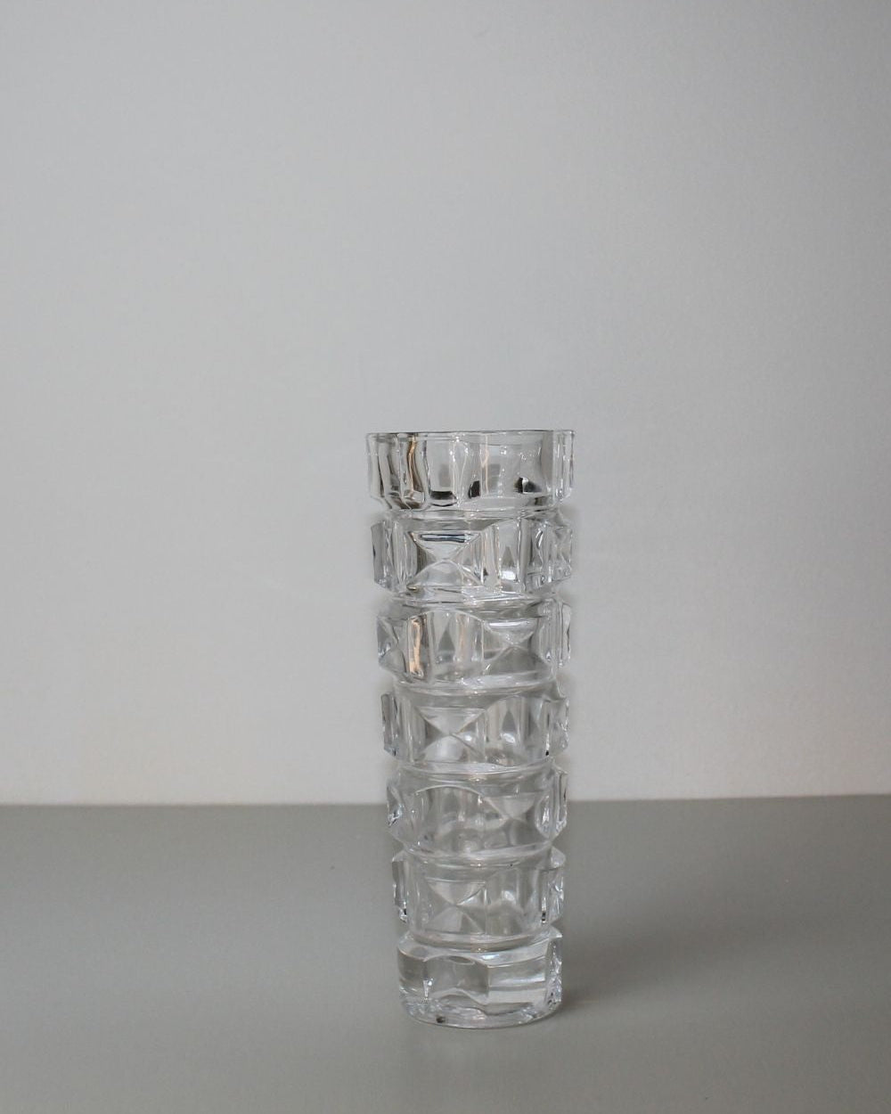 Vintage Mid-Century Style Geometric Textured Glass Vase - The Estate