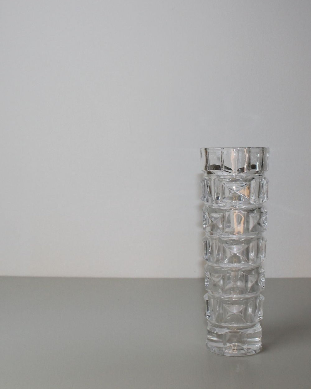 Vintage Mid-Century Style Geometric Textured Glass Vase - The Estate
