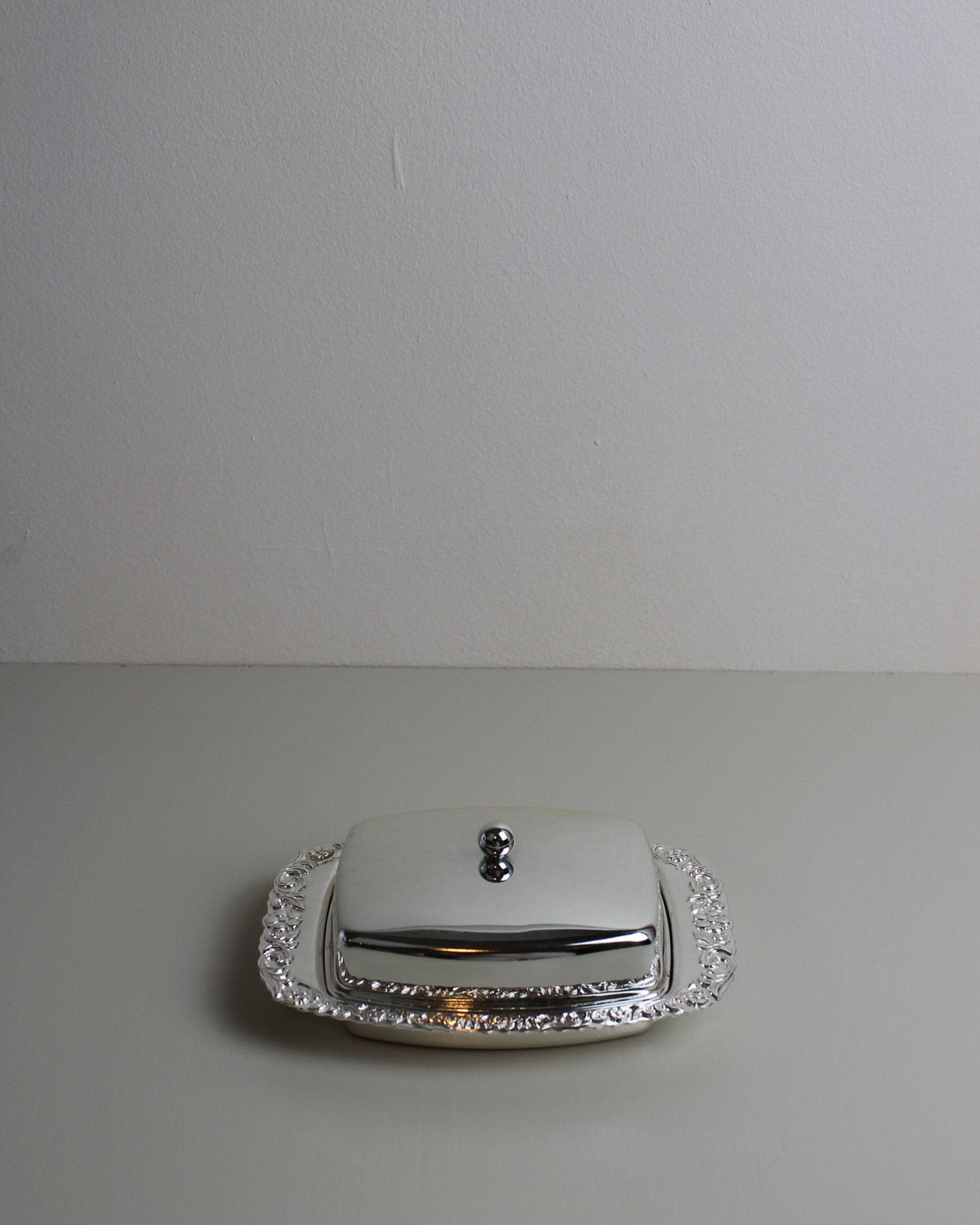 Vintage Silver-Plated Butter Dish with Glass Insert