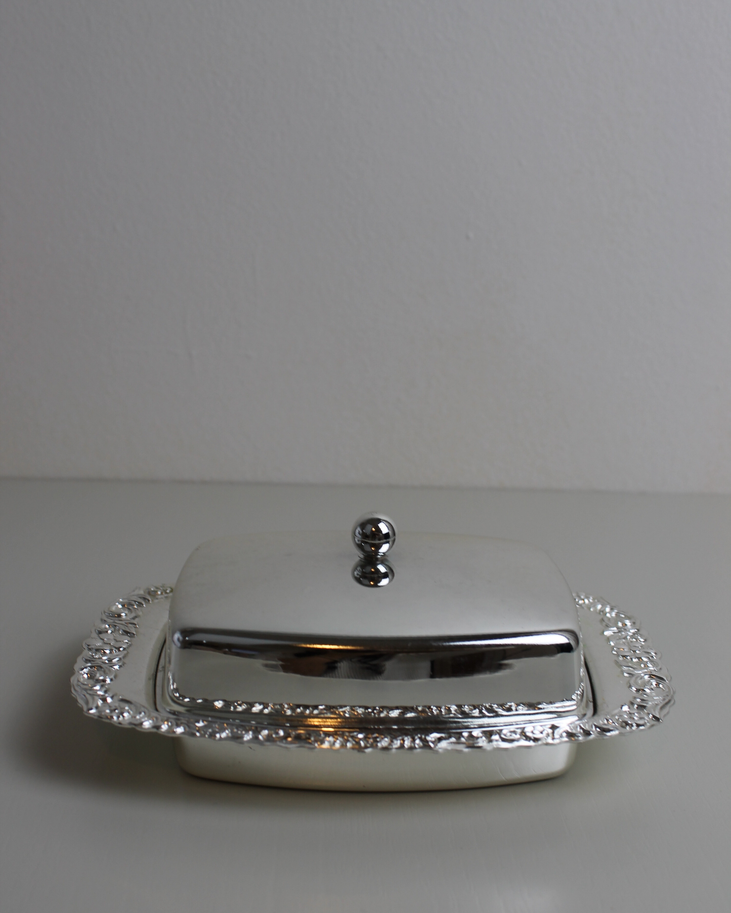 Vintage Silver-Plated Butter Dish with Glass Insert