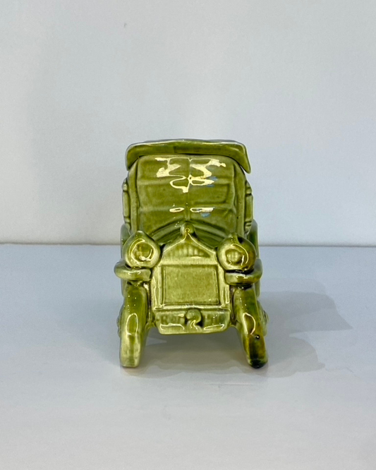 Mid-Century Green Glazed Ceramic Car Ornament, Model T Style, c.1950s - The Estate