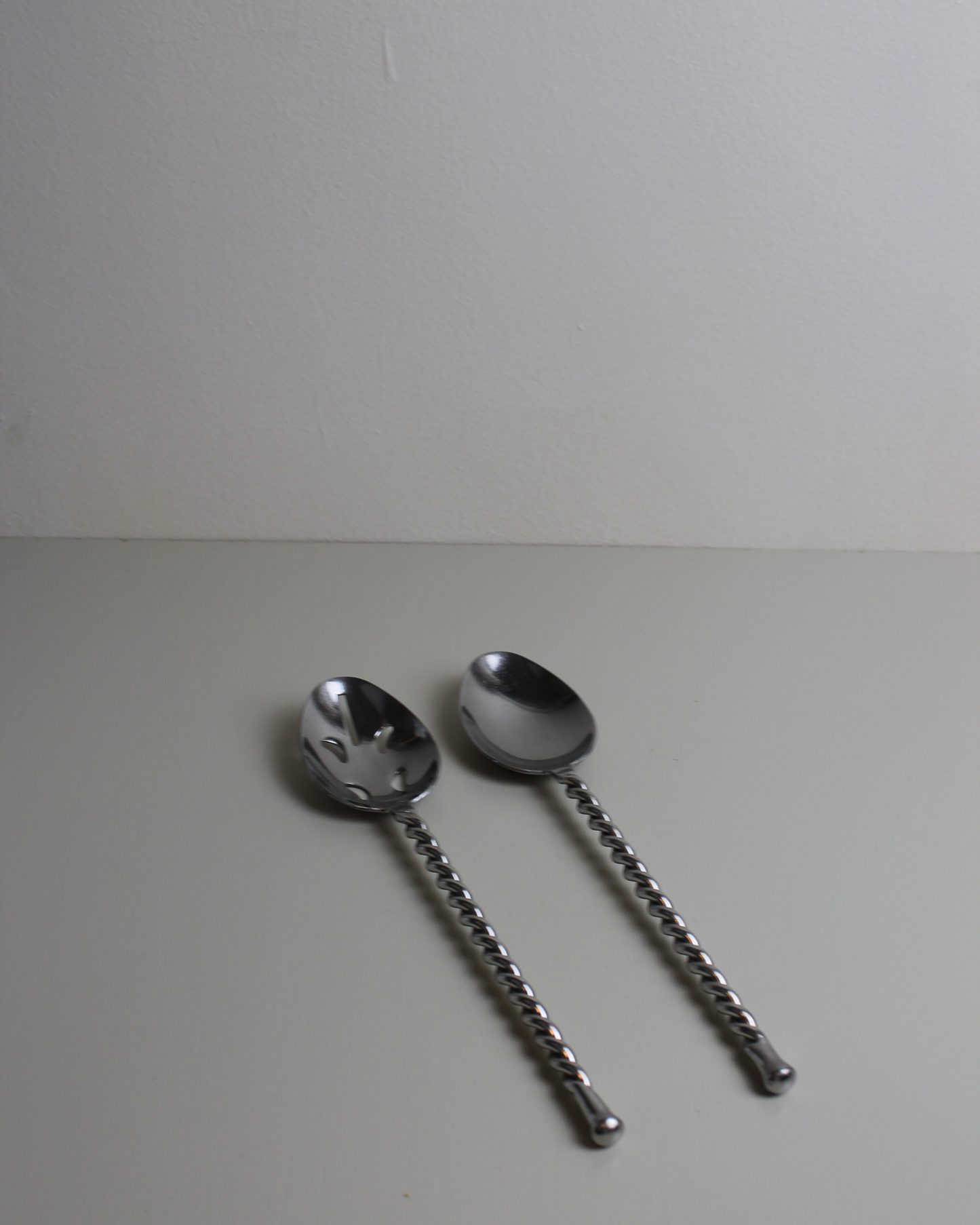 Silver-Tone Twisted-Handle Salad Spoons