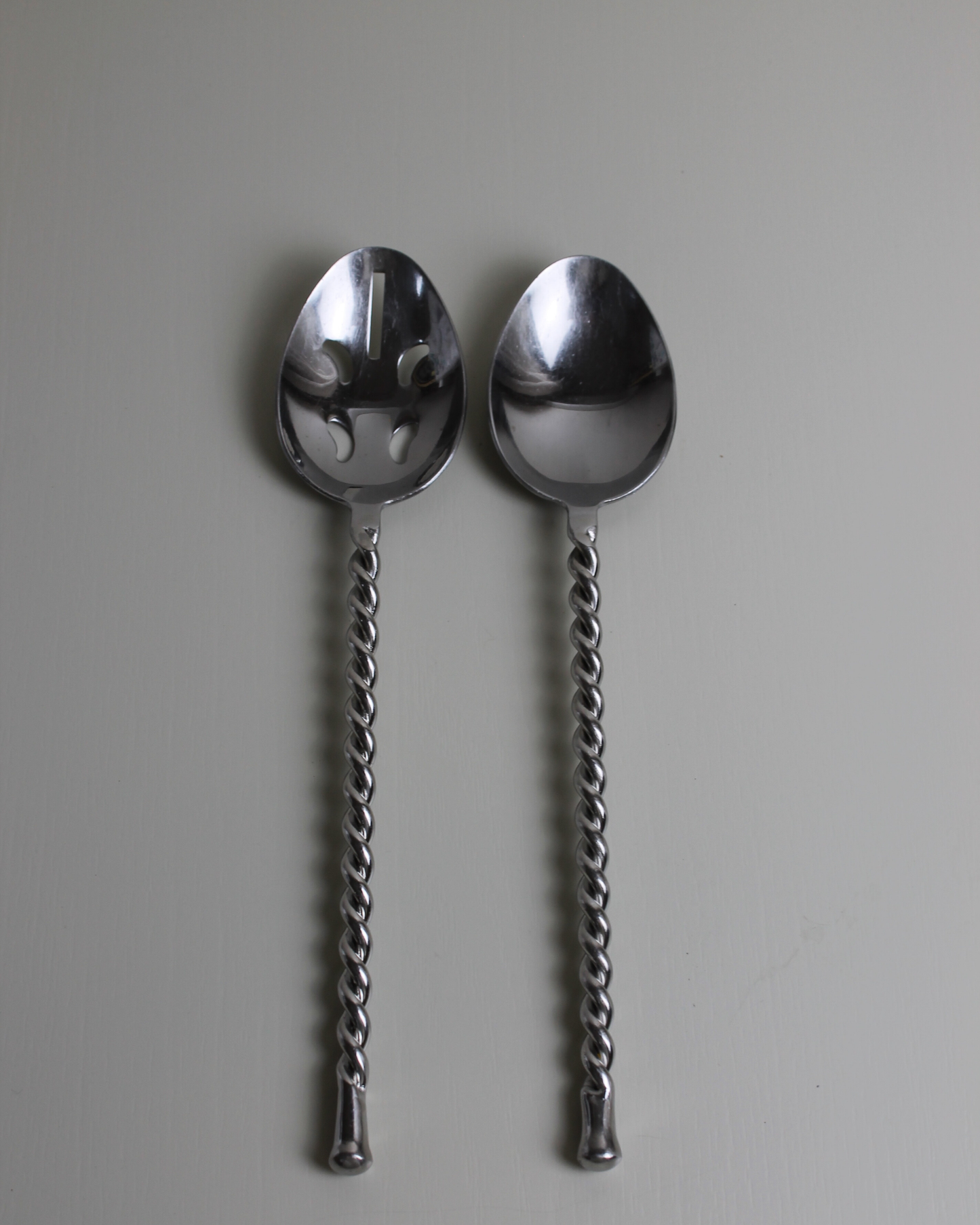 Silver-Tone Twisted-Handle Salad Spoons