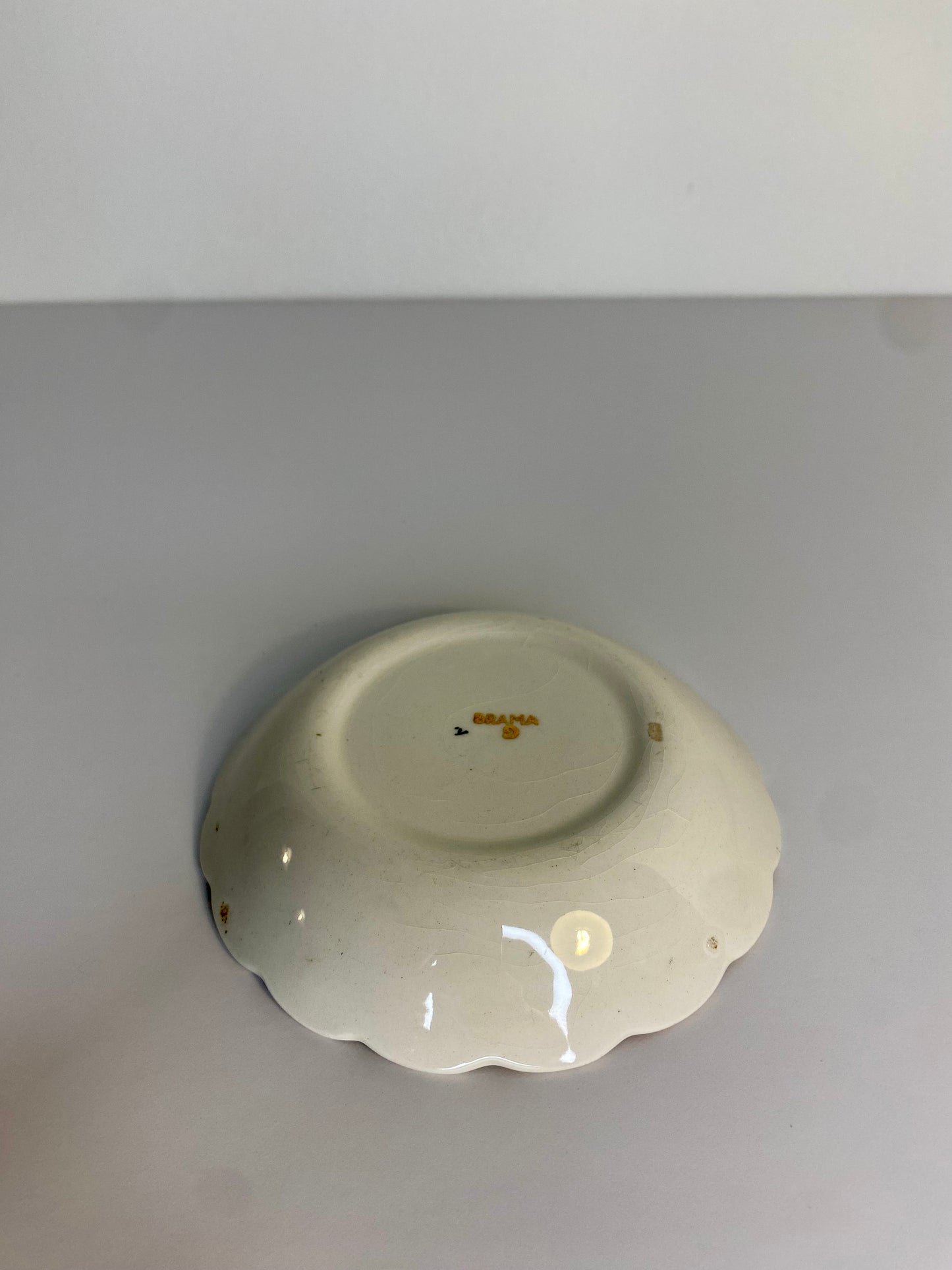 Vintage Japanese Saucer – Green Plaid & Floral Overlay – Gold Rim – GRAMA Mark – - The Estate