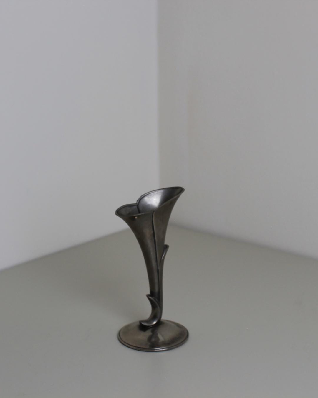 Sculptural Pewter Bud Vase with Art Nouveau Revival Form, c.1970s - The Estate
