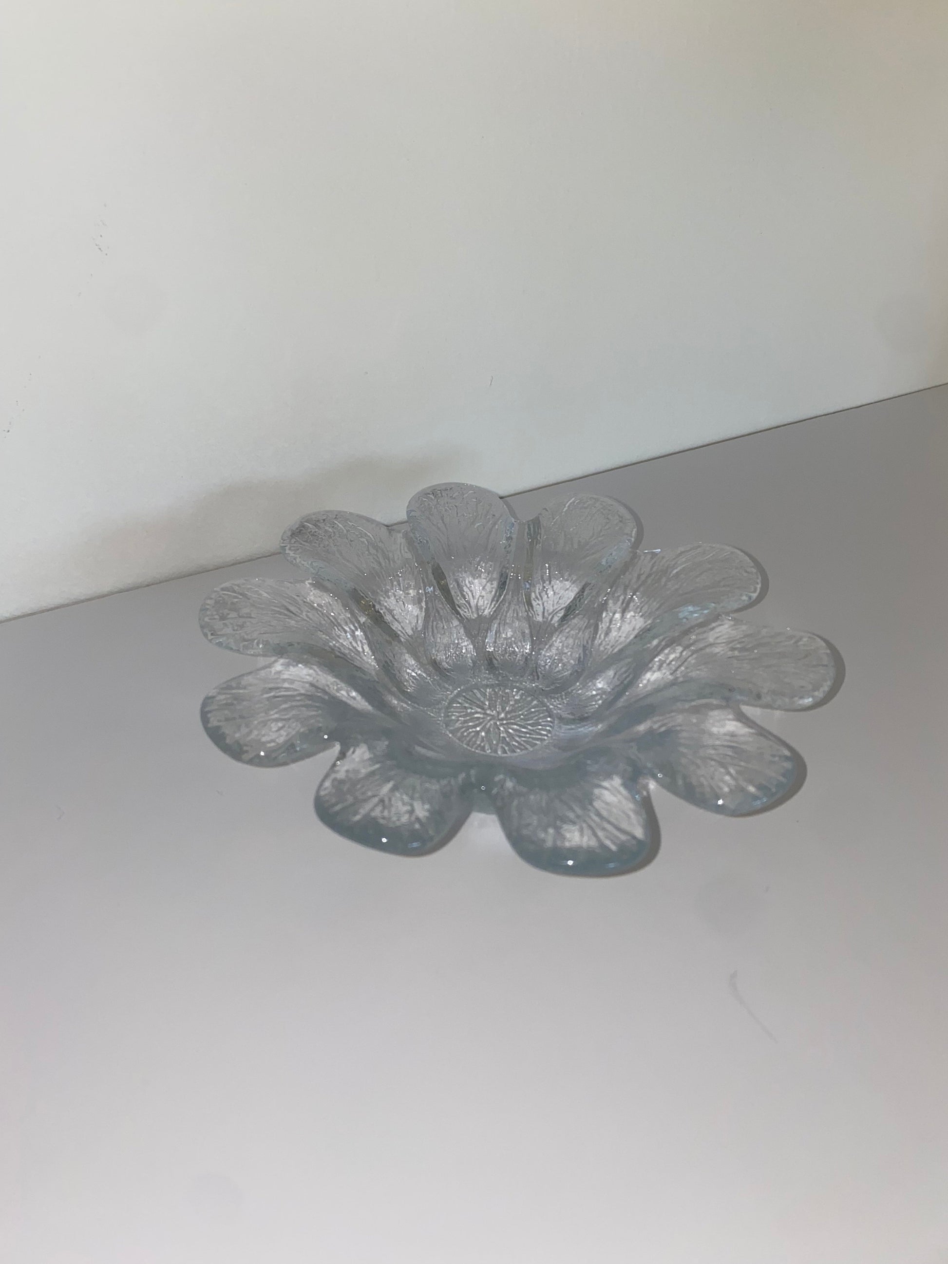 Scandinavian Style Pressed Glass Flower Bowl, Mid-Century Clear Textured Glass - The Estate