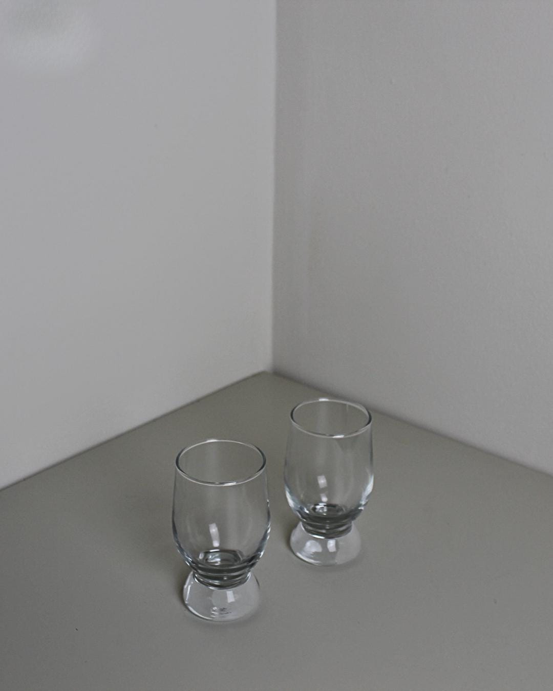 Heavy-Footed Whiskey & Water Glasses – Modern Clear Pair, 12 cm - The Estate