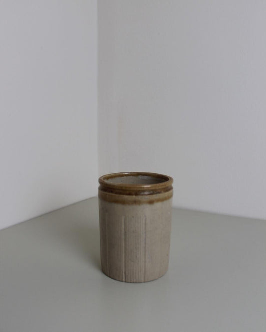 Vintage Studio Pottery Stoneware Vessel – Rustic Brown Glazed Cup or Planter, 10cm - The Estate