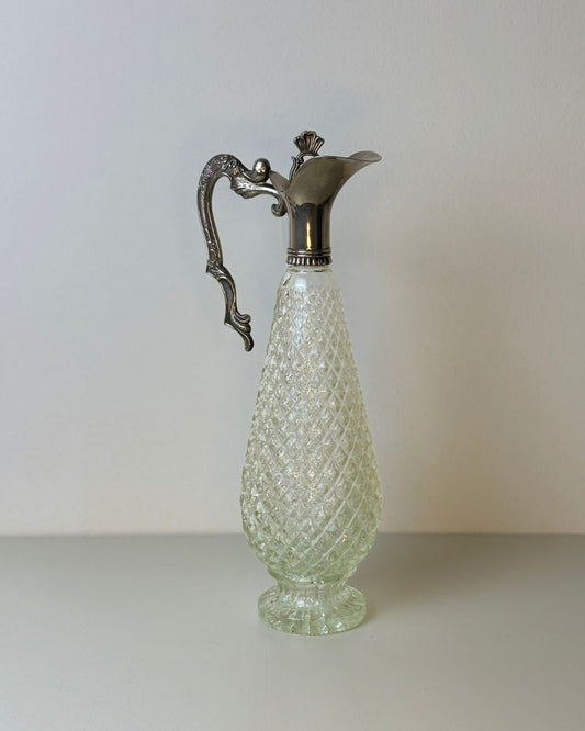 18th-Century Diamond-Cut Glass Decanter with Ornate Silver Accents - The Estate