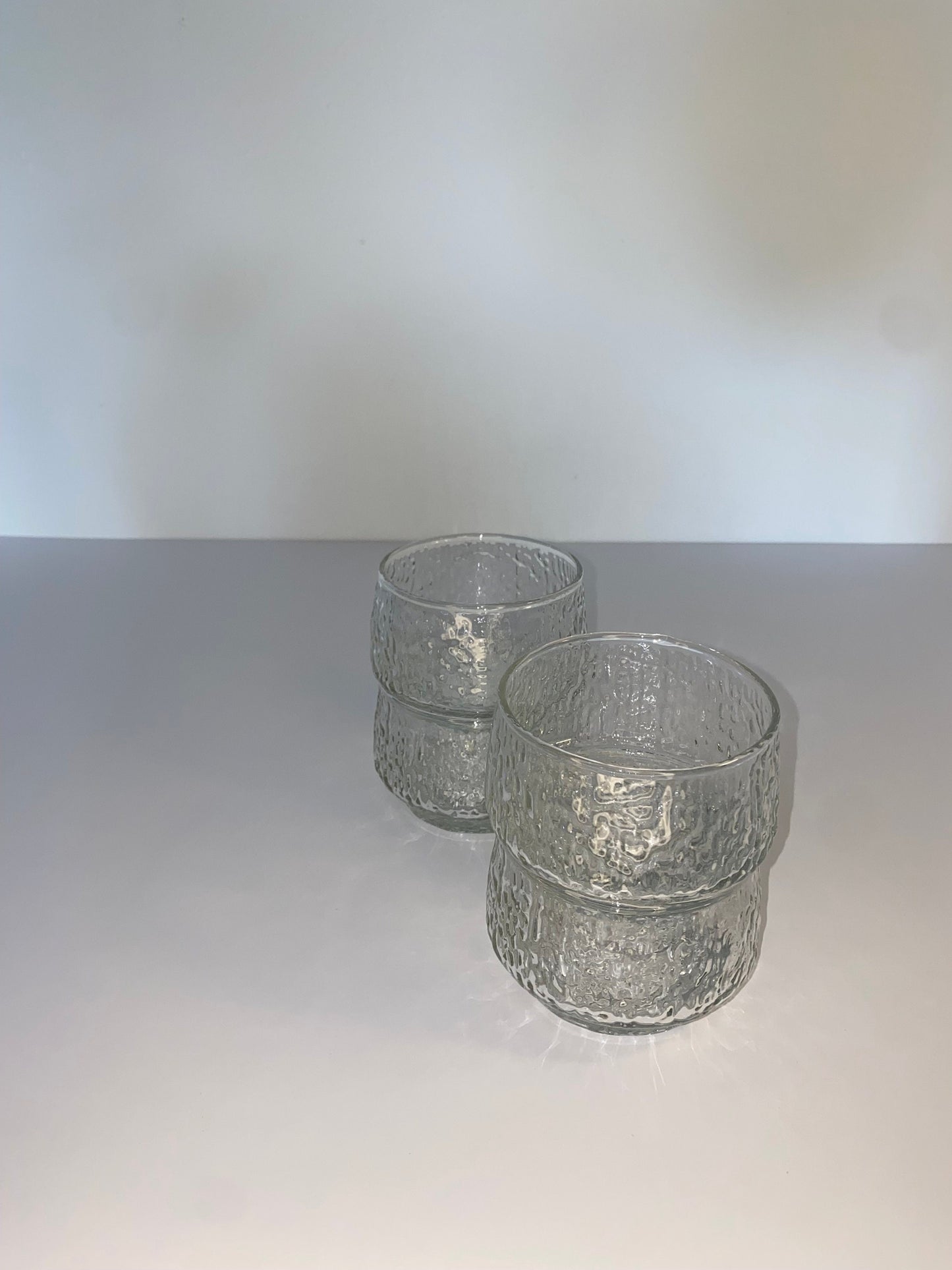 Set of 4 Textured Glass Dessert Bowls, Brutalist Style, Stackable 1970s Glasswar - The Estate