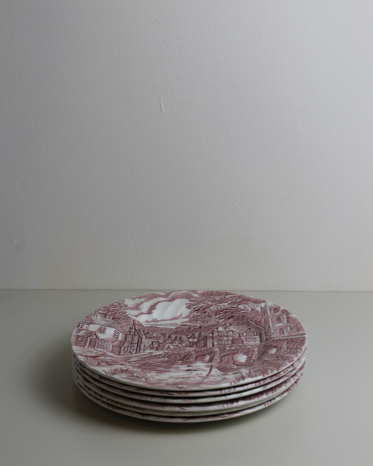 Alfred Meakin “The Post House” Red Transferware Plates