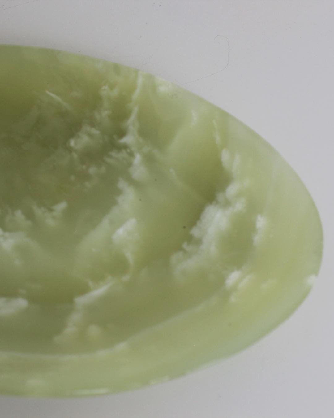 Vintage Green Onyx Carved Dish – Oval Catchall or Vanity Tray (20cm) - The Estate