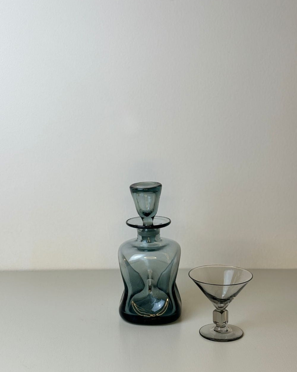 Mid-Century Modern Smoky Glass Decanter - The Estate