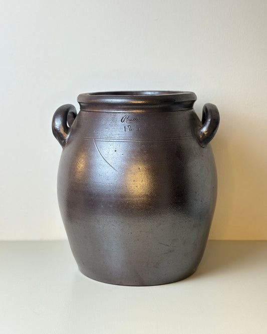 Vintage Swedish Höganäs Stoneware Confit Pot with Handles - 12L - The Estate