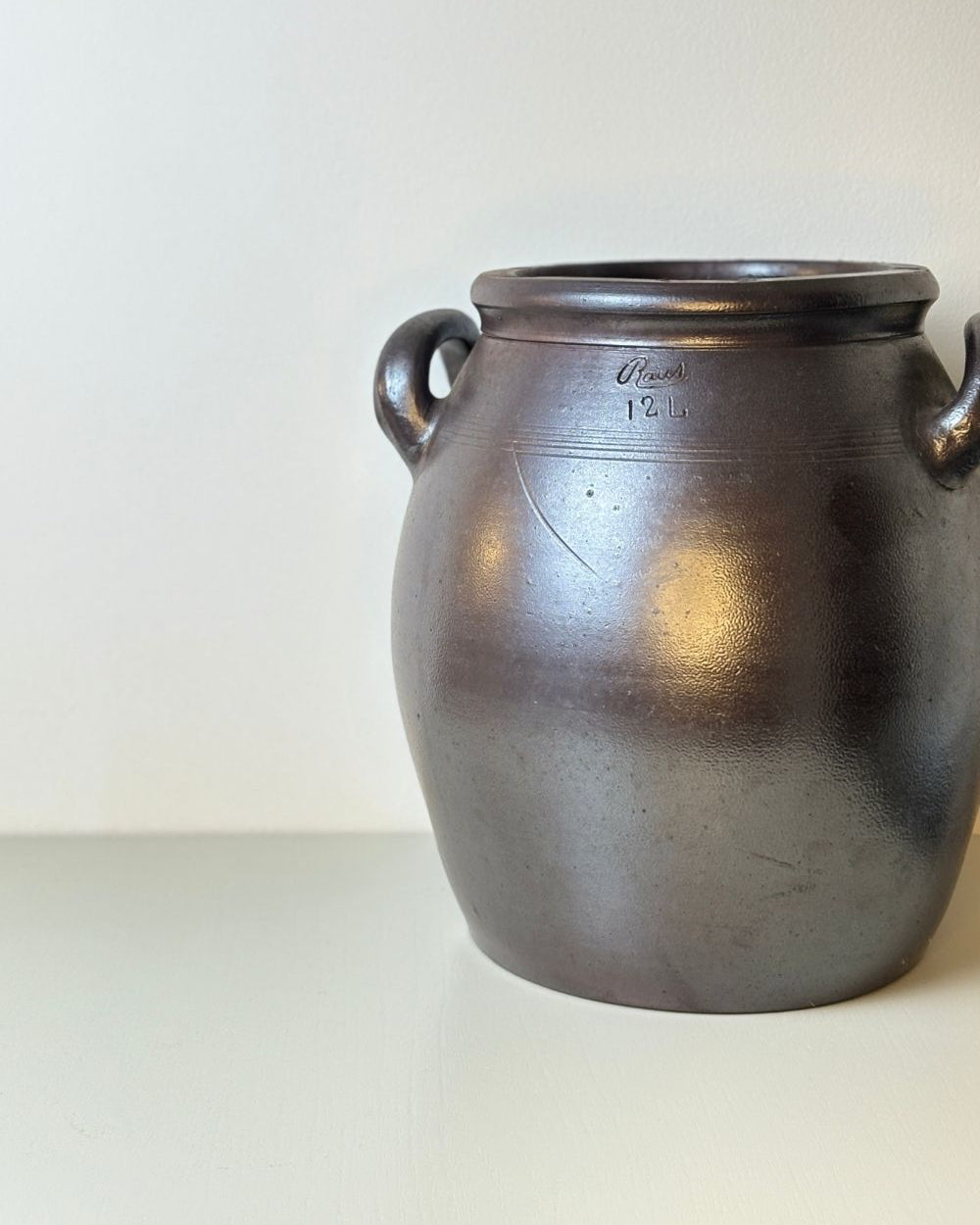 Vintage Swedish Höganäs Stoneware Confit Pot with Handles - 12L - The Estate