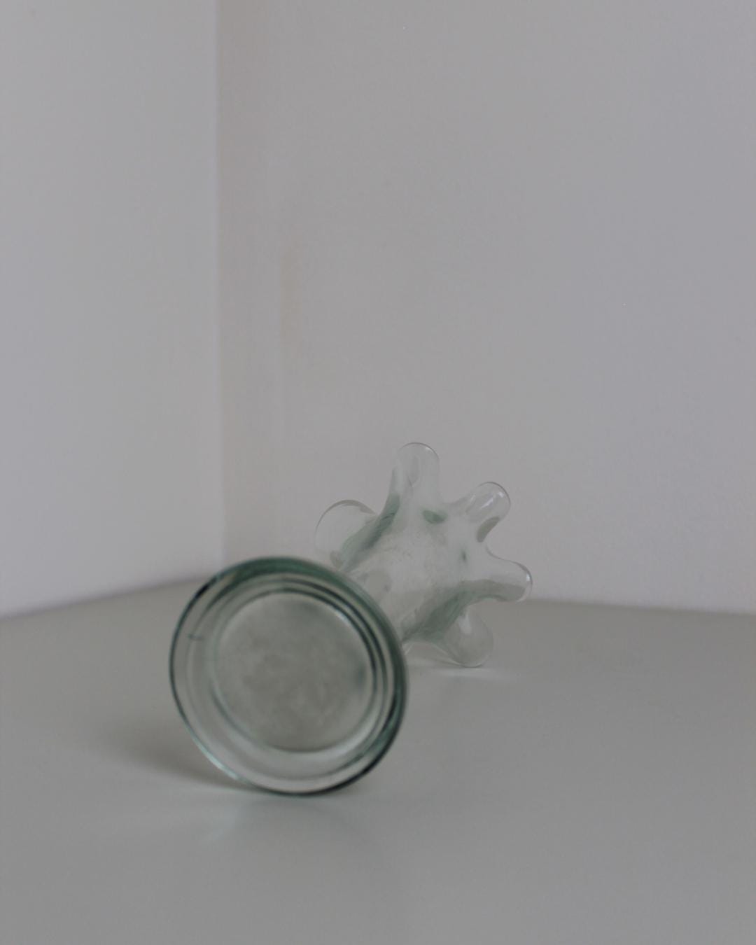 Hand-Blown Recycled Glass Bud Vase with Fluted Rim | Organic Green Tint - The Estate